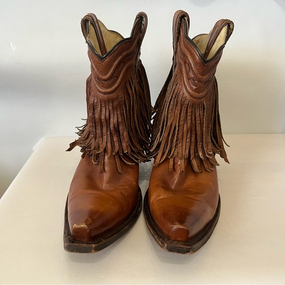 Corral Brown Leather Fringe Western Cowboy Boots - Picture 2 of 13